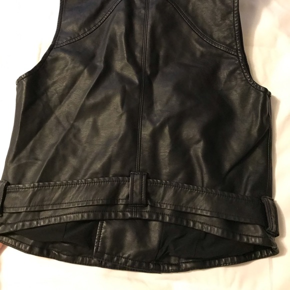 Guess Black Leather Vest Fiona Moto - Picture 5 of 6